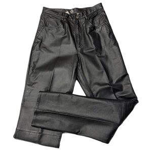 Vtg Black real leather pants women's international indigo posted size 9/30